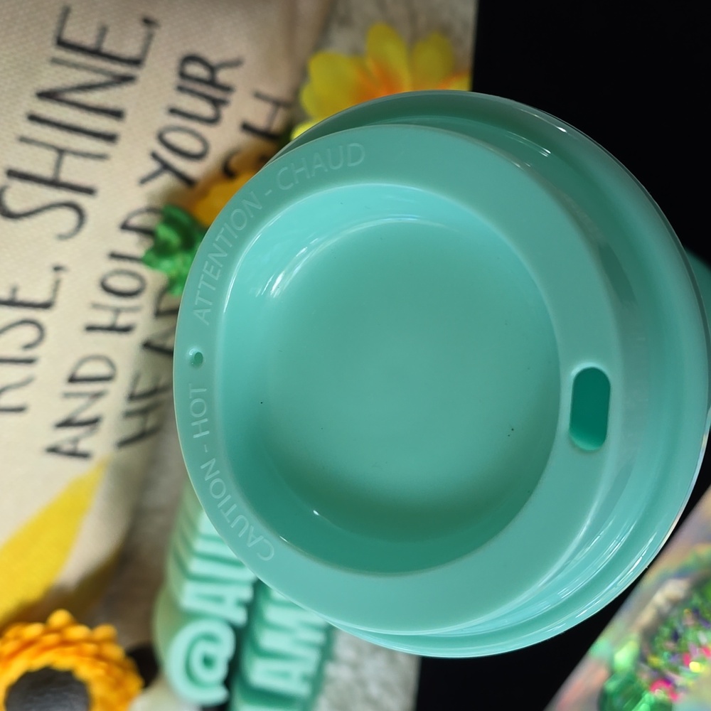 Starbucks Mint Green Reusable Travel Cup And Fueled By Coffee Pen + Ink Refill - Picture 8 of 9